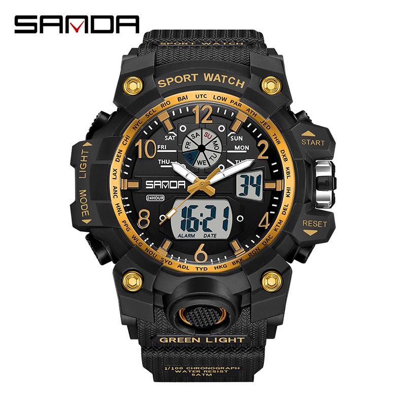 Sanda Youth Fashion Luminous Waterproof Shockproof Alarm Men's Watch