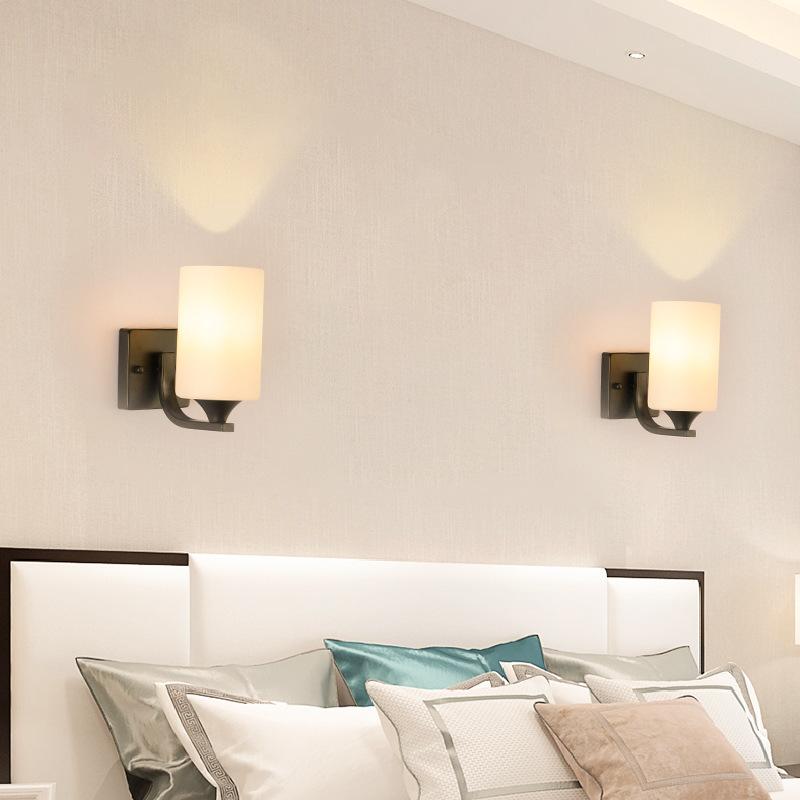 Modern LED European Style Glass Lampshade E27 Indoor Wall Lamp for Bedroom Corridor Living Room Decorative Bedside Light