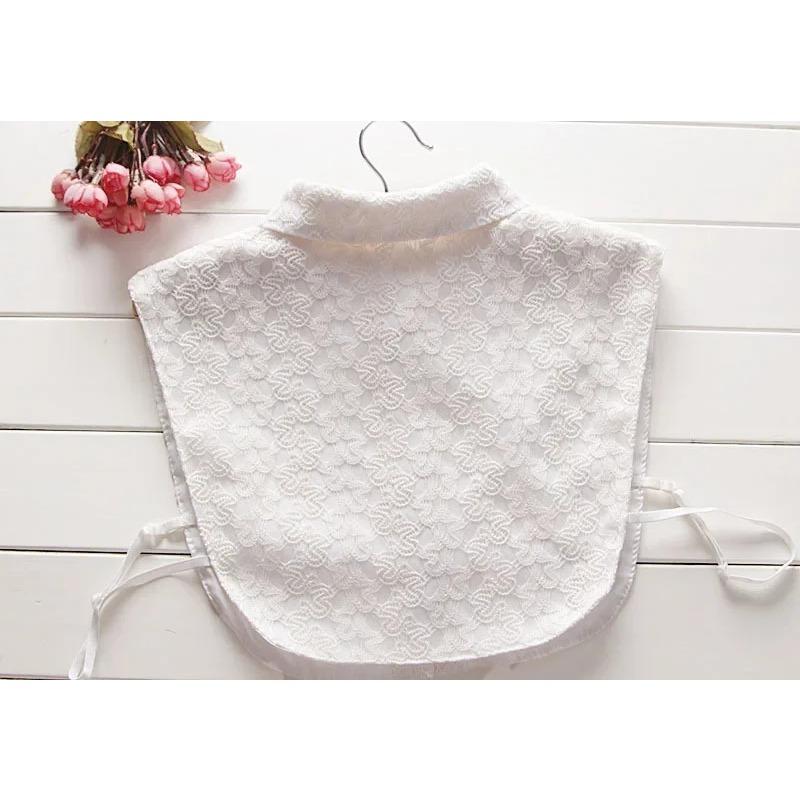 Mode Damskjorta Falsk Krage Slips Broderi Avtagbar Enfärgad Falsk Krage Slag Blus Topp Halv Skjorta Tillbehör