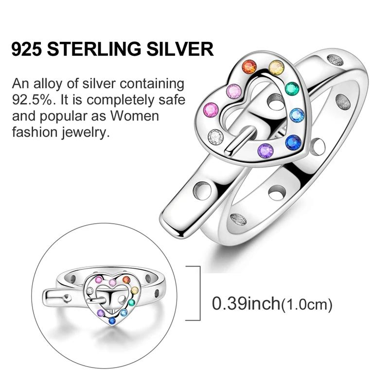 Rings Original 925 Silver Rings Simple Zircon Heart Ring for Wedding Valentine's Day Women Ring Jewelry Gift