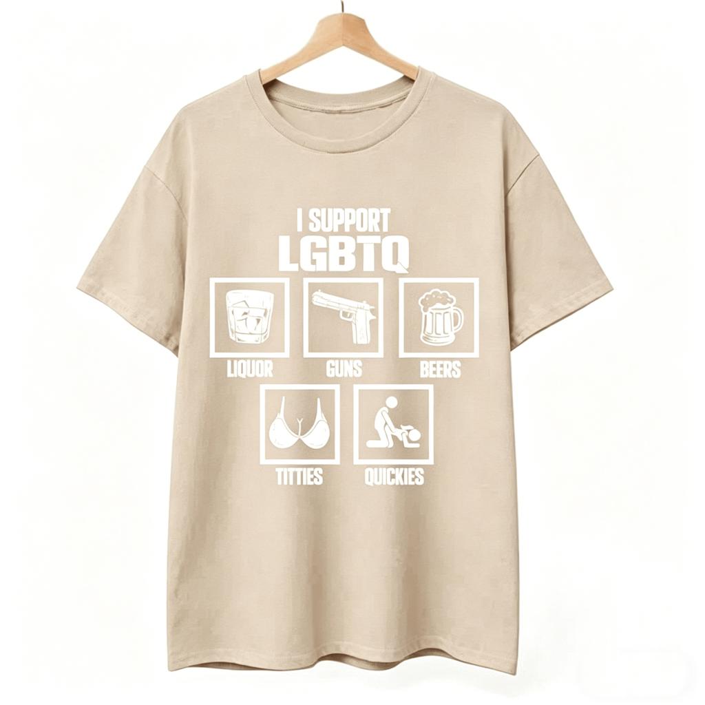 Vintage Men's Funny I Support LGBTQ T Shirt Cotton T-shirt 2026 Summer New Women Oversized Streetwear Trendy O-Neck Loose Top