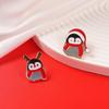 Cute Chubby Christmas Penguin Brooch Adorable Metal Badge For Sweater Accessories