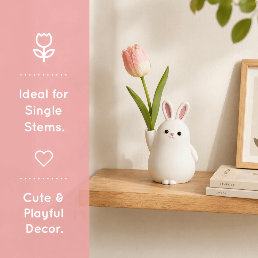 3D Printed Plastic Rabbit Vase Kawaii Small Flower Pot Cute Desktop Ornament  Bedroom