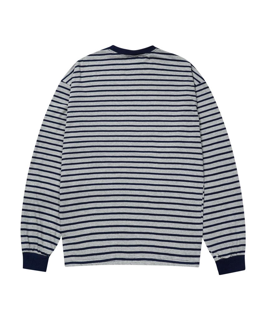 STENDS [M~4Xl] Striped Long Sleeve T-Shirt_Gray
