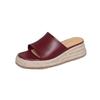 Soft Leather Version~ Straw Wedge Heel Sandals Women's 2025 Summer New Casual Outer Wear Open-toed Thick-soled One-word Slippers
