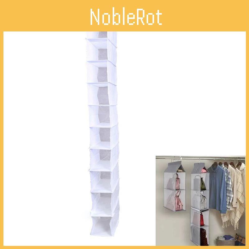 Modern Minimalist Non-woven Fabric 10 Tier Hanging Storage Bag For Bedroom Closet