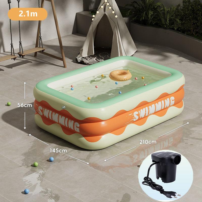 Foldable Inflatable Swimming Pool with Pump (European Standard) Outdoor Summer Pool for Adults and Children Summer Wading Pool
