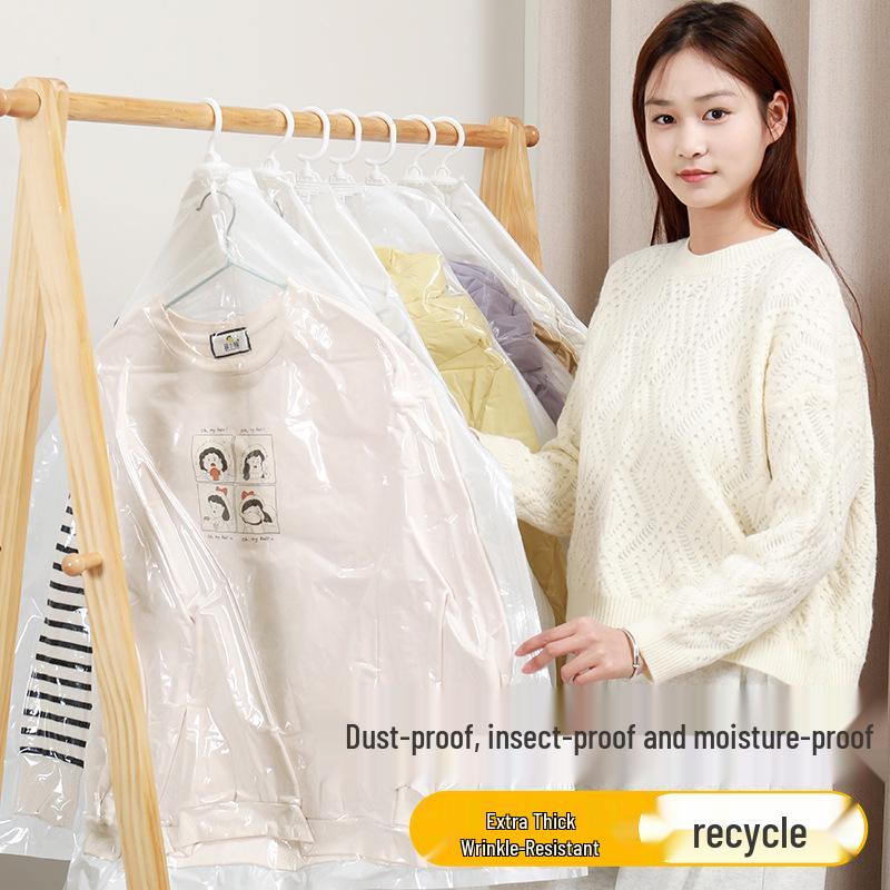 Hanging Vacuum-Seal Down Jacket Storage Bag, Moisture & Dust-Proof, for Clothes Organization.