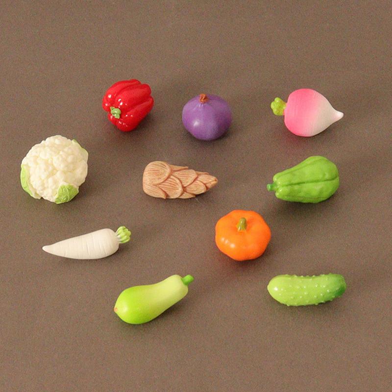 10Pcs/Set Dollhouse Simulation Vegetable Set Dollhouse Vegetables Decoration Dolls House Miniature Play Toys(no Basket)