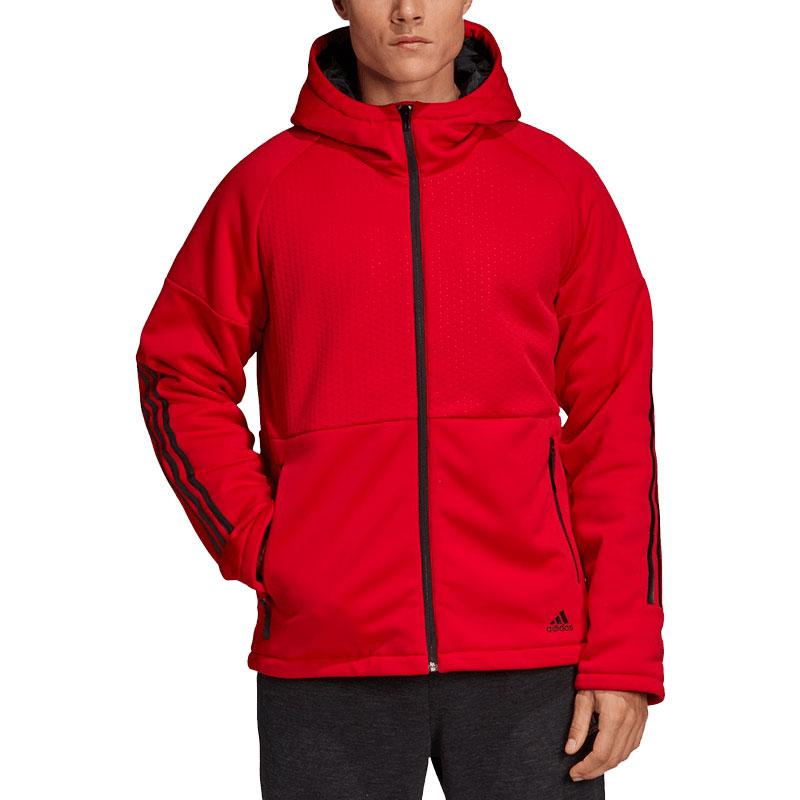 Adidas Comfortable Casual Hooded Zip Cotton Jacket Men Jackets Red EH5107
