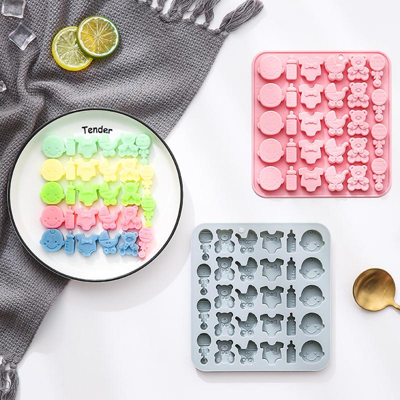 Baby Shower Chocolate Mold,Baby Onesie Silicone Mold Baby Bottle Cradles Mold,Bite Size Chocolate Candy Mold For Cake Cupcake