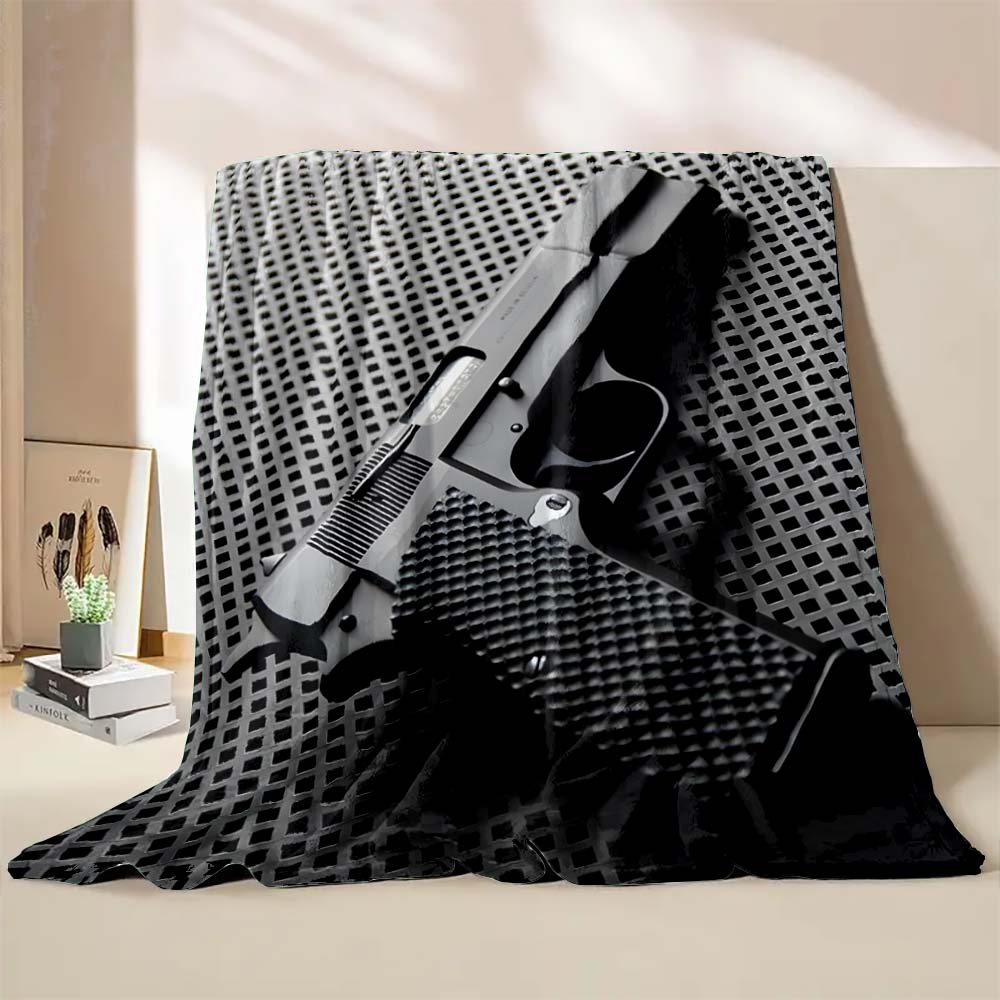 6 Sizes Arms Gun Art Printed Blanket Warm Soft and Comfortable Home Travel Blanket Sofa Bedding Cover Blanket Holiday Gifts