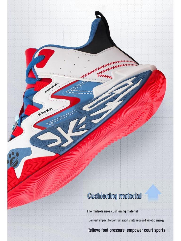 Boys' 2025 Autumn/Winter Leather Basketball Shoes - Lace-up, Medium to Large Sizes for Students.