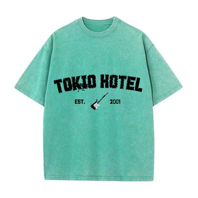 Retro Washed Vintage T-Shirt Rockband Tokio Hotel Kaulitz T-Shirt Herrenmode Casual Pullover Sweatshirt Männer Frauen T-Shirt