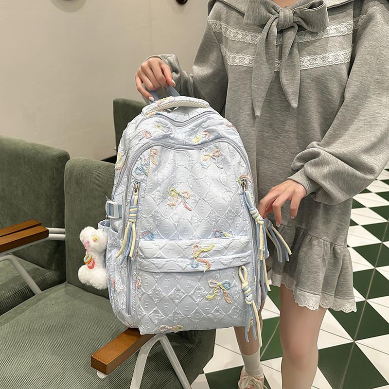 Lightweight Candy Color Dual Shoulder Bag With Nylon Material And Spacious Capacity For Students