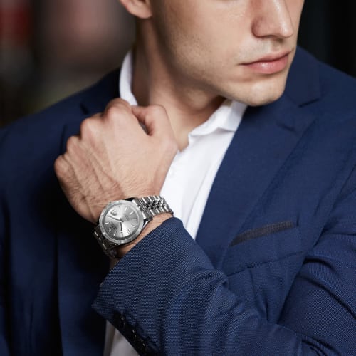 BUREI Men's Automatic Watch, Waterproof, Analog, Mechanical, Silver, Popular, Business, Date Display, Simple, Casual, Luminous Design