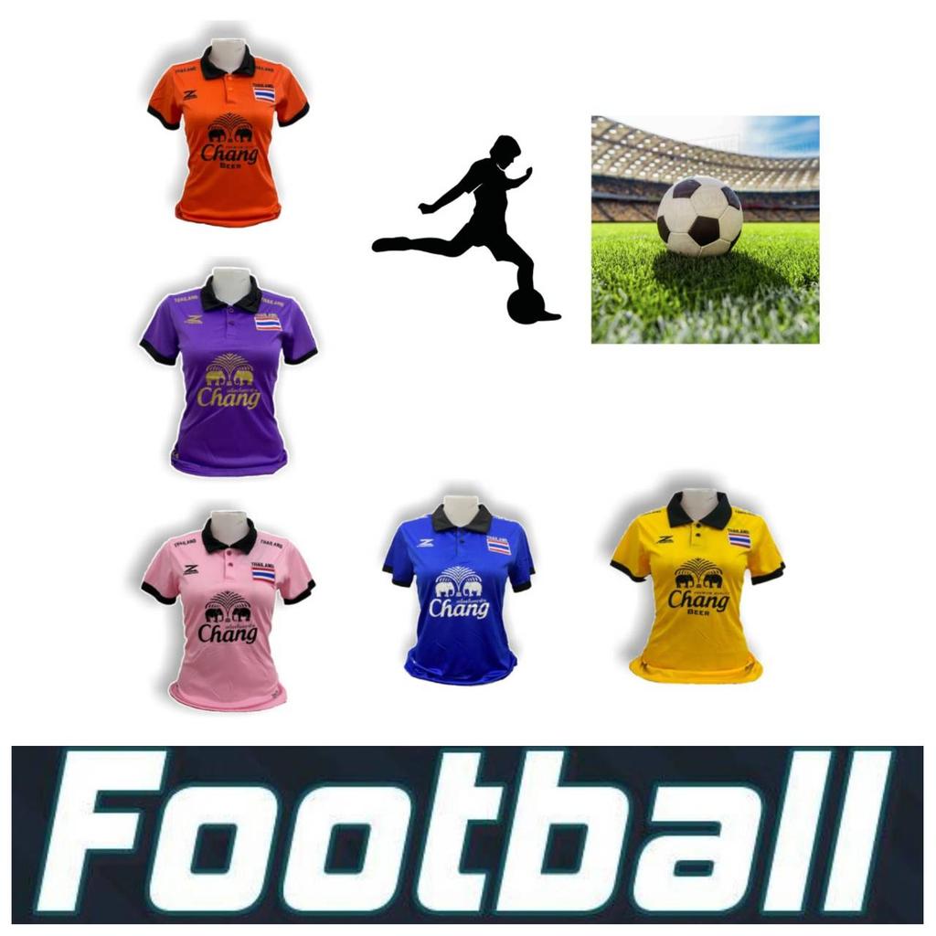 THAILAND National Football Soccer Vintage Polo Shirt Women Lady Training JERSEY CHEER Print Quick Dry Short Sleeve Uniform Elephant Flag Badge Logo