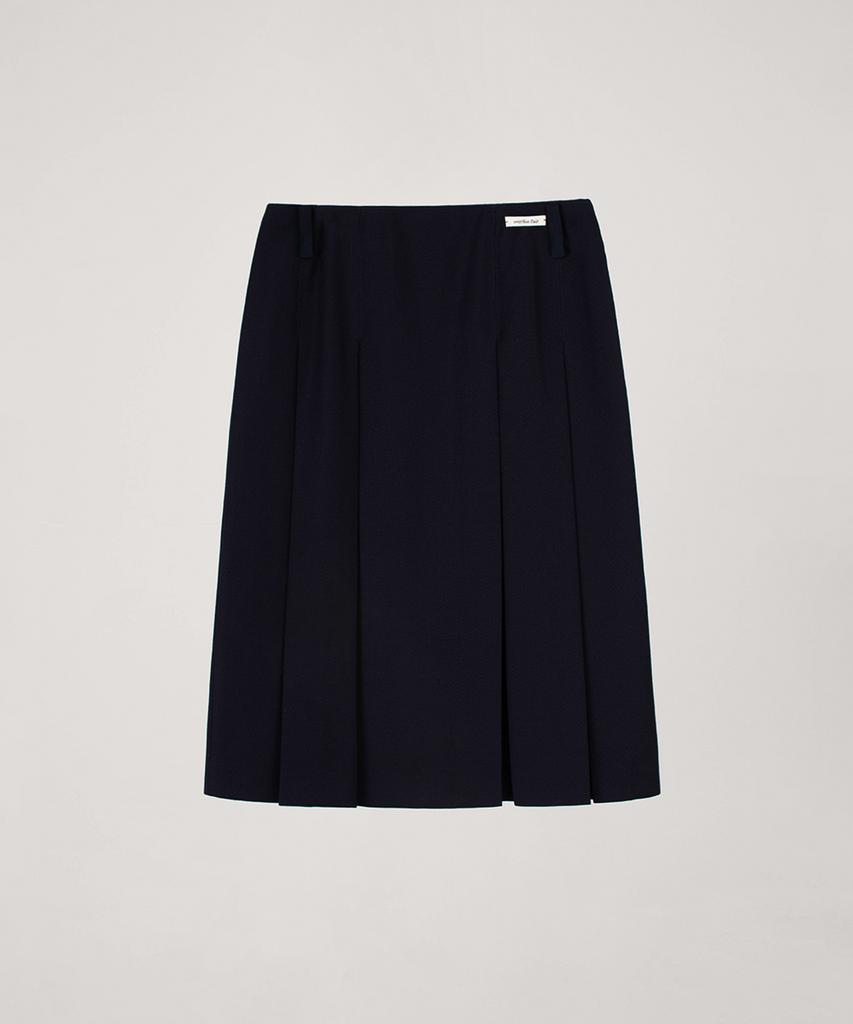 Obeodyupeulleeo Wool Pleated Skirt_Navy