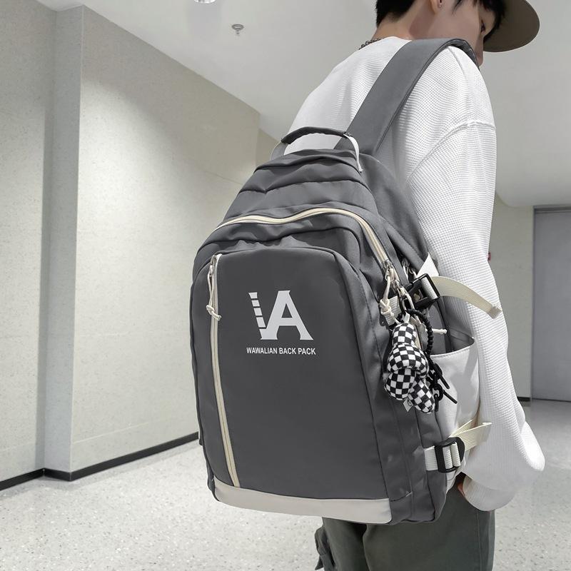 Simple student schoolbag Female high school student Junior high school student backpack Large capacity couple backpack