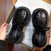 Women's Platform Leather Oxfords Chunky Sole Lace-Up Casual Shoes Thick Bottom Fashion Footwear