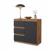 Cassettiera rovere wotan / antracite 3 cassetti 1 anta ripiano, mobile 80 cm soggiorno