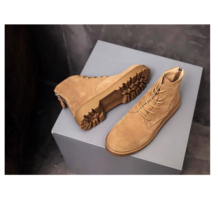 2024 High-Top British Martin Boots: Men’s Retro Cow Suede with Inner Height Increase and Thick Sole