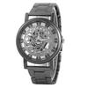Wish Hollow Alloy Mesh Band Quartz Couple Watch - Imitation Mechanical Design