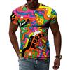 T-shirt Grafica Astratta Colorata Stampata 3D Moda Casual da Uomo Stile Street Estiva Hip Hop Harajuku