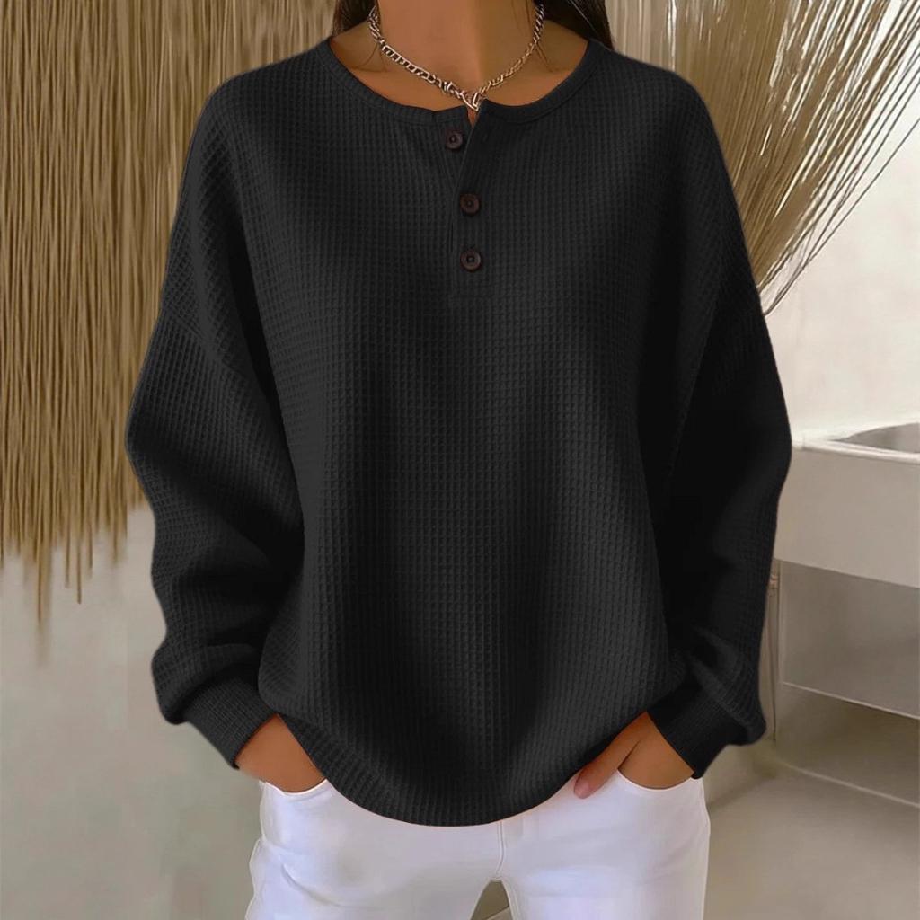 A New Solid-color Pullover Loose Top with A Fashionable Round-neck for Autumn and Winter