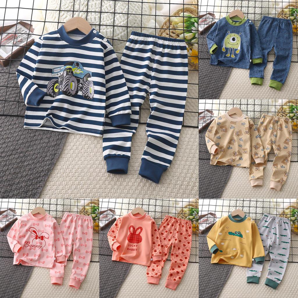 Baby Cotton Pajamas Set With Cartoon Prints For Kids Age 3 To 8 Years