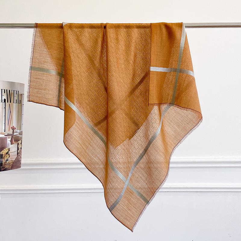 Temperament light luxury 100% cashmere silk scarf retro literary style cashmere square scarf fashionable soft fluffy outer shawl 66