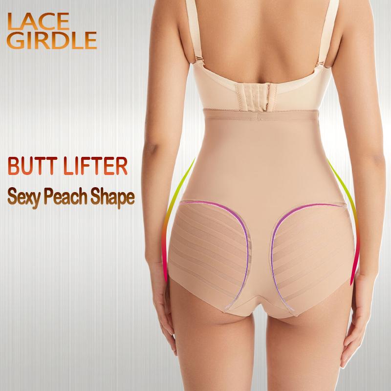 High Waist Tummy Control Panty Butt Lifter Body Shaper Waist Trainer See Through Briefs Slimming Underwear