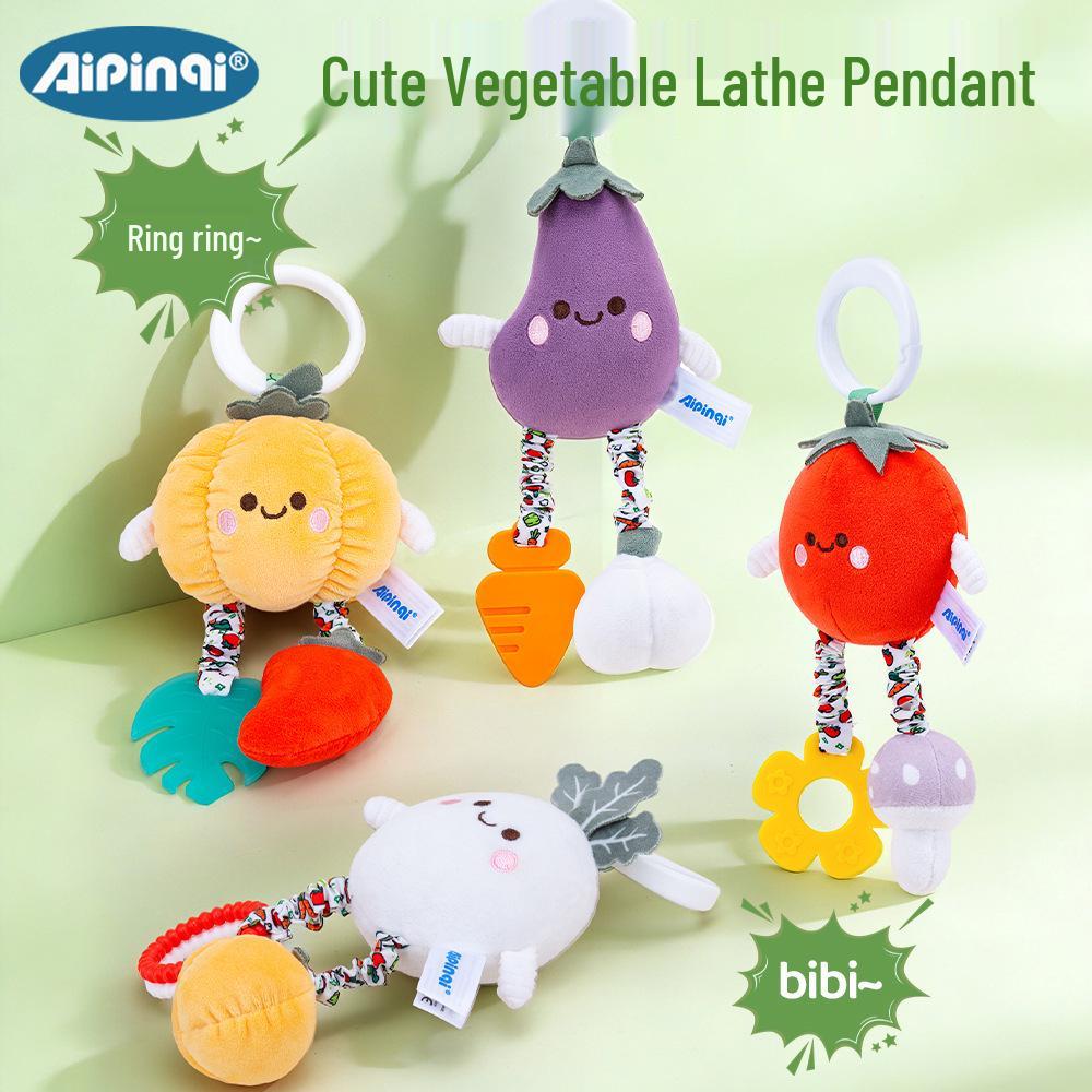 New Year's Baby Stroller Plush Toy Wind Chime with Animal and Vegetable Designs