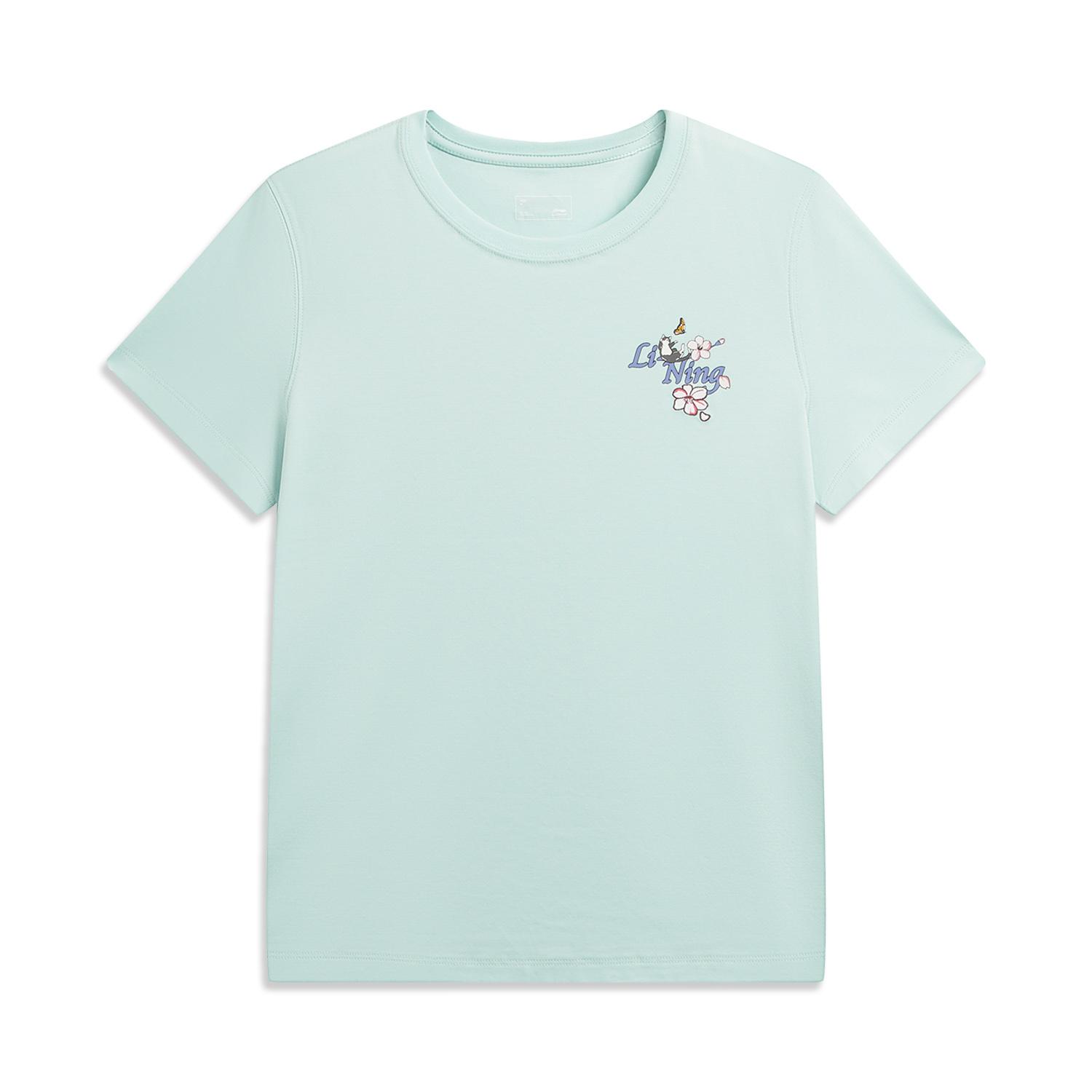 Li-Ning Quick-Drying Cool Round Neck Pattern T-Shirt Women tops ATSW310-7 S
