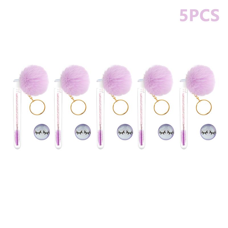 Eyelash Brush Tube With Pompom Lash Extension Makeup Brush Dustproof Eyebrow Comb Beauty Tools