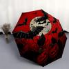 Halloween Moonlit Night Bat & Pumpkin Decorative RoundelUmbrella, Portable 3-Fold Compact Umbrella for Men & Women Gift