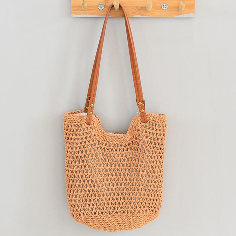 Плетеная пляжная сумка-тоут Женская большая сумка через плечо