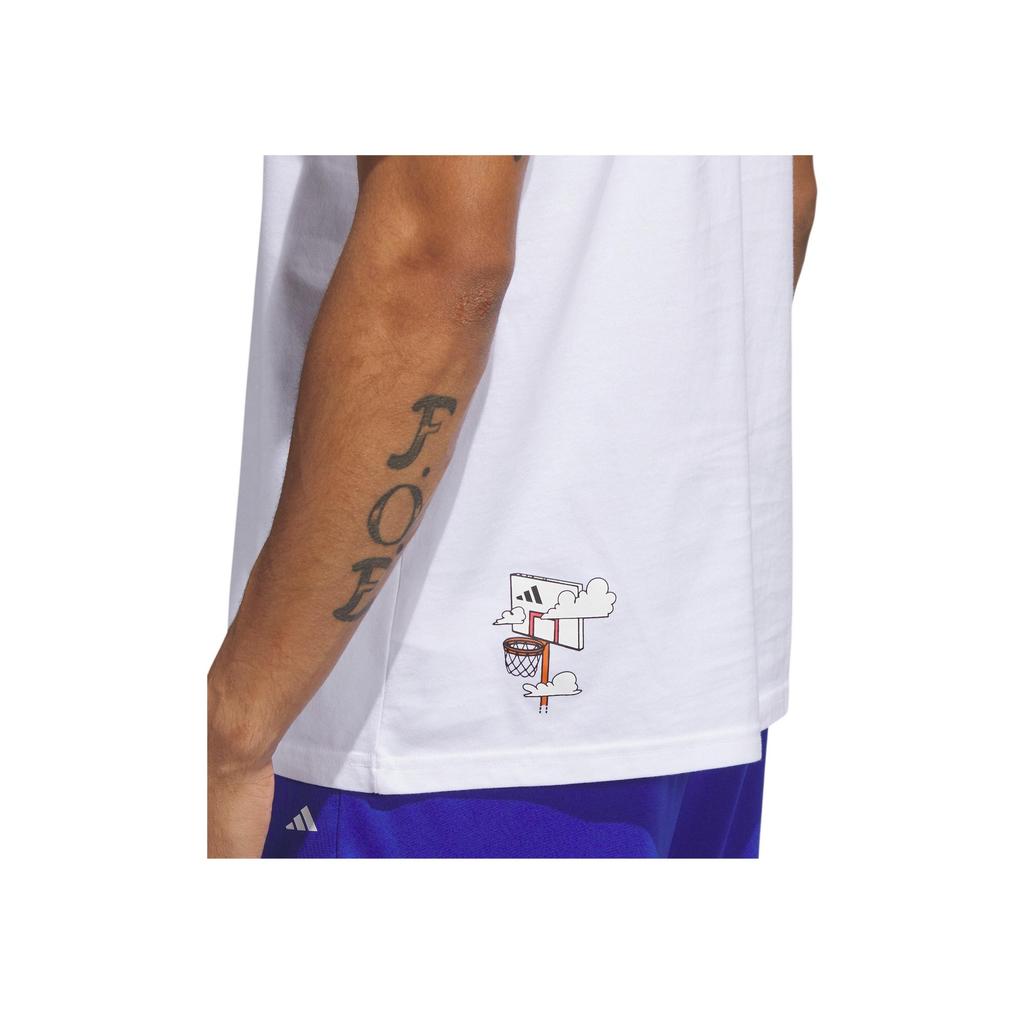 Adidas Lil Stripe Basketball Tee Cartoon Print Short Sleeve T-Shirt Men Tops White IC1864