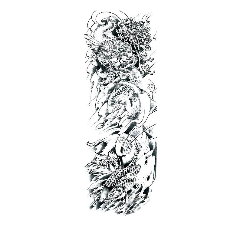 Flower Arm Tattoo Sticker Waterproof Men And Women Sticker Full Arm Waterproof Tattoo Sticker Ukiyo-E Painting Geisha Simulation Big Picture Sticker