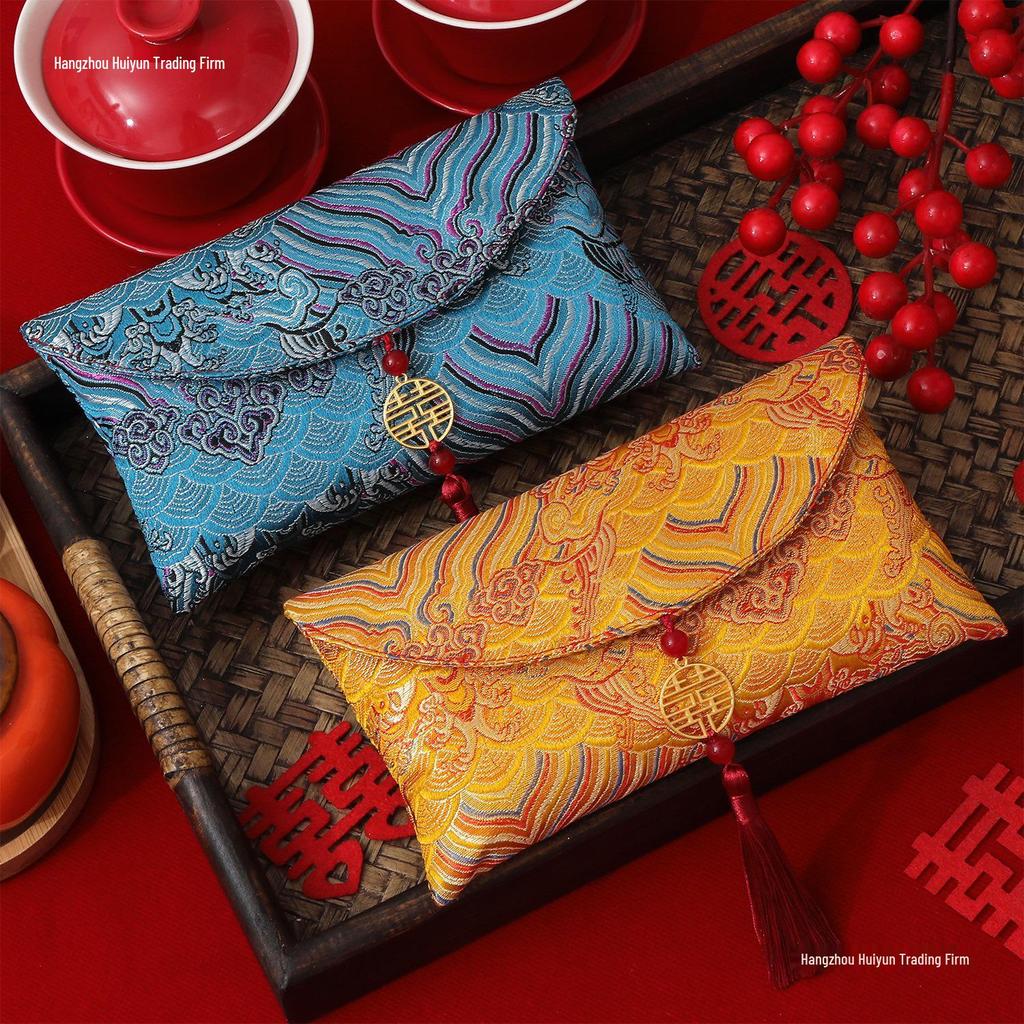 Chinese-Style Festive Red Envelope: Wedding, Birthday, Housewarming - Large Ten Thousand Yuan Cloth Lai See Packet
