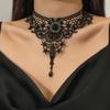 Dainty Lace Crystal Choker Necklace Gothic Lace Choker for Halloween Weeding Costume Party Prom Vampires Choker Gifts