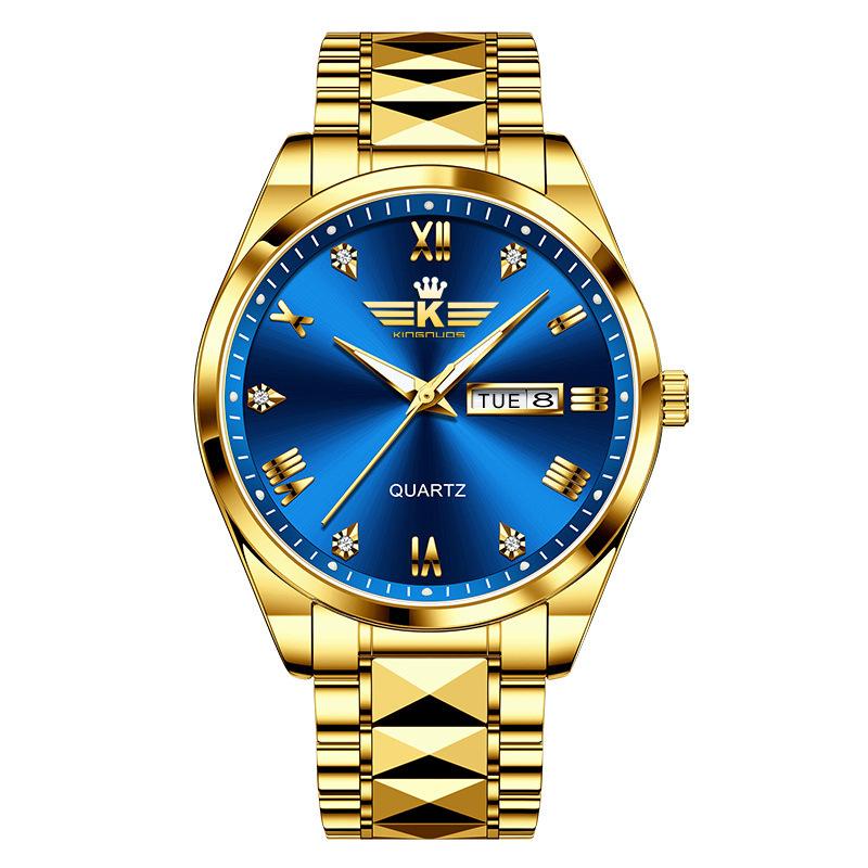 Top Brand New Men's Watch Genuine Waterproof Quartz Double Calendar Fashion Business Watch