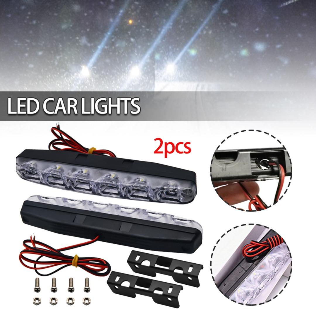 

Pdtoweb 2x дневные ходовые огни для автомобиля DRL Лампа 6 светодиодов 12 В водонепроницаемые фонари 6000K