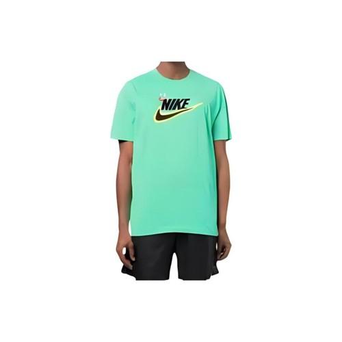 Men's Nike Green T-Shirt with Printed Logo, Crew Neck and Raglan Sleeves