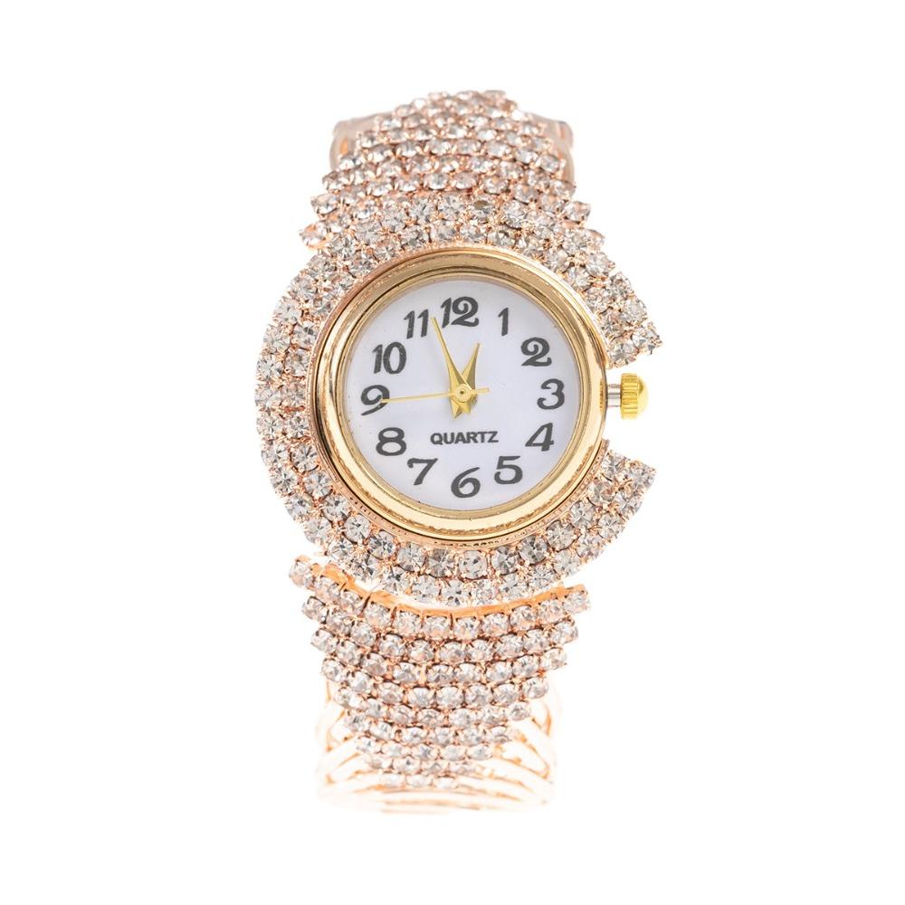 Elegant Quartz Zircon Wrist Watch Clock Open Bangle Watches Light Luxury Crystal Watches  Gifts