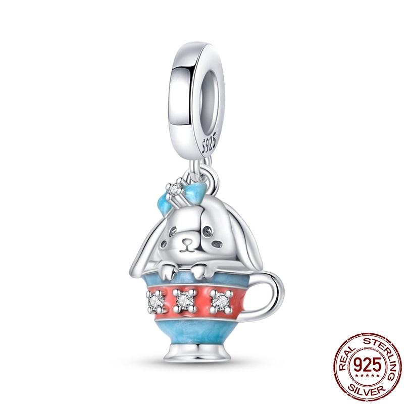 Copper Creative Small Animal Moon Cat Pendant Fit Pan Bracelet Diy Charm For Women Jewelry Fashion Gift