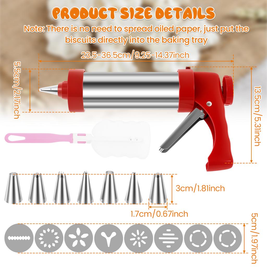 Churro Maker Machine Cookie Press Gun Kit Stainless Steel Cake Cream Decorating Gun Set DIY Biscuit Pastry Piping Nozzle Tools