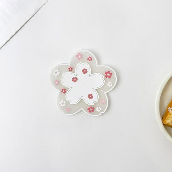 Yousheng Cherry Blossom Silicone Coaster, Heat Insulation Mat for Table, Non Slip Thickened Pad for Cups And