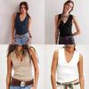 Modern V Neck Sleeveless Top For Women With Ribbed Knit Fabric For Summer Casual Wear