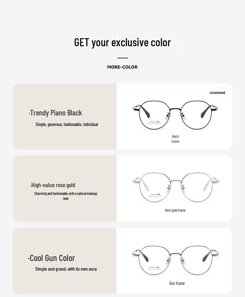 Fashionable Titanium Round Frame Eyeglasses with IP Plating